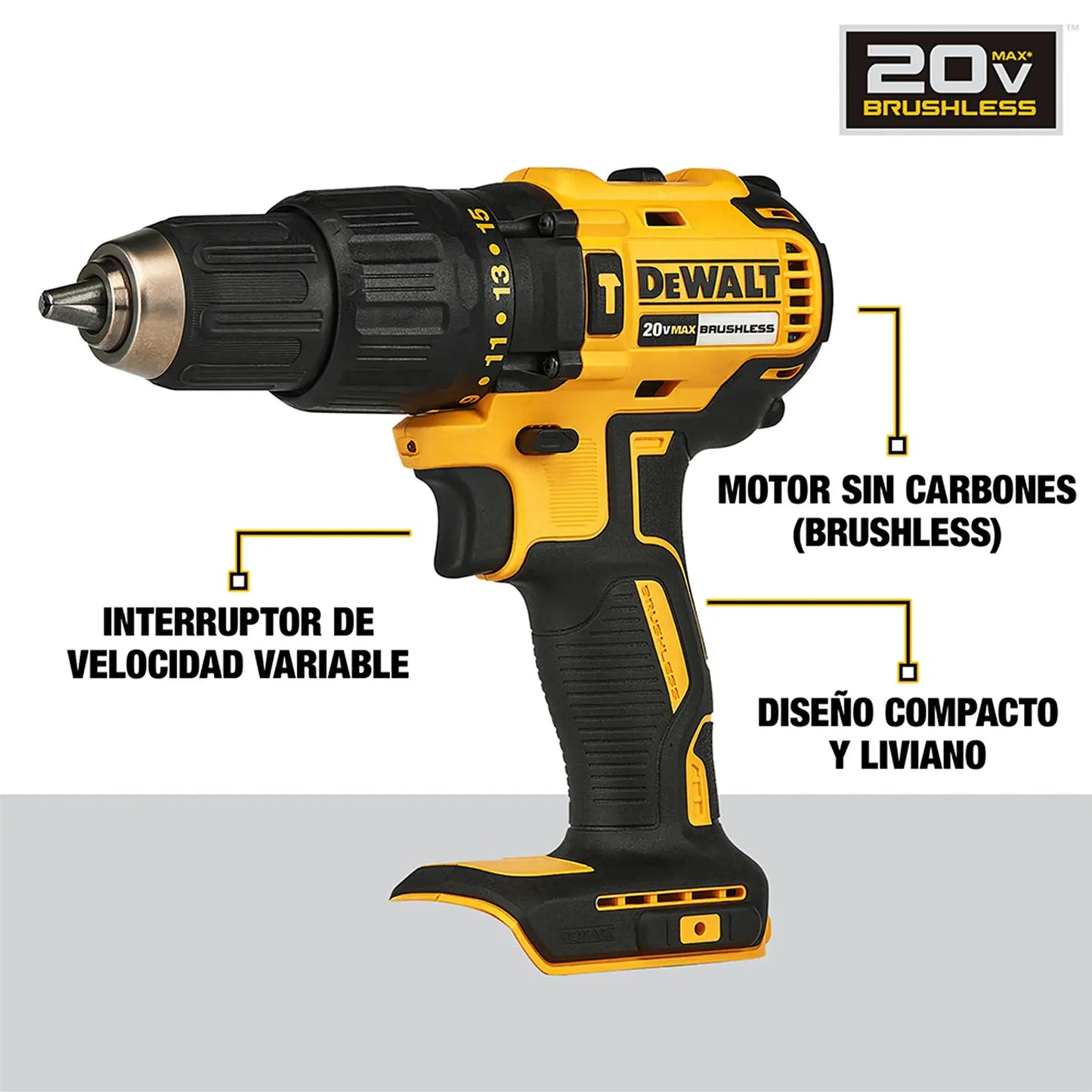 Kit de Taladro percutor atornillador brushless 20V MAX