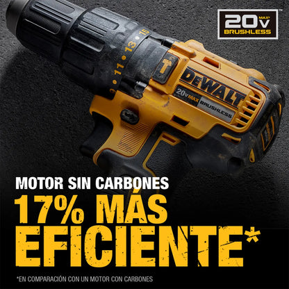 Kit de Taladro percutor atornillador Dewalt Brushless 20V MAX con baterías y cargador