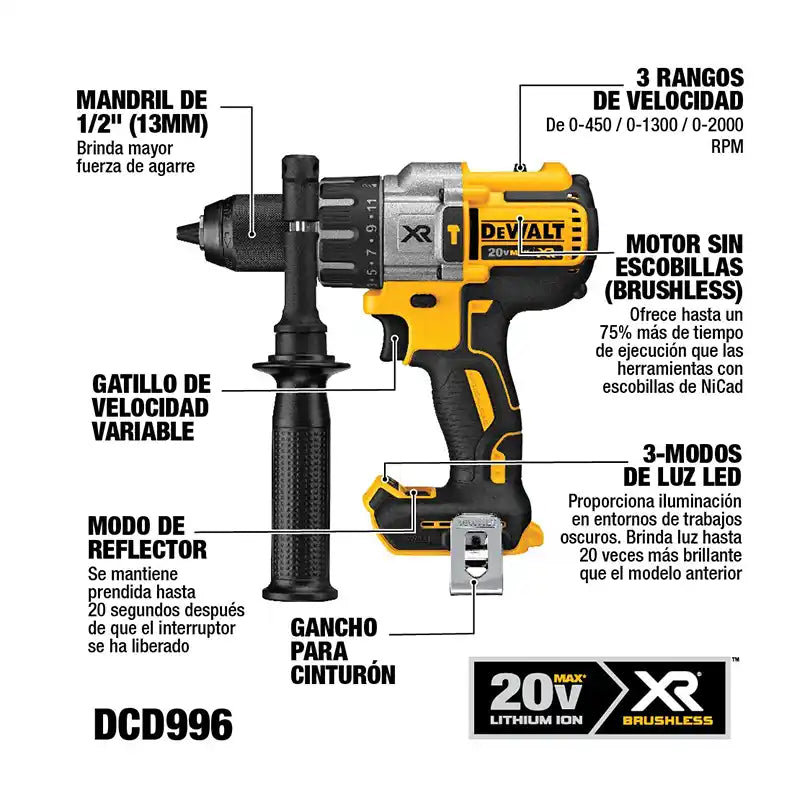 Kit de Taladro Percutor Atornillador 20V MAX XR y Atornillador de Impacto 20V MAX XR con 2 baterías 20V de 5Ah,