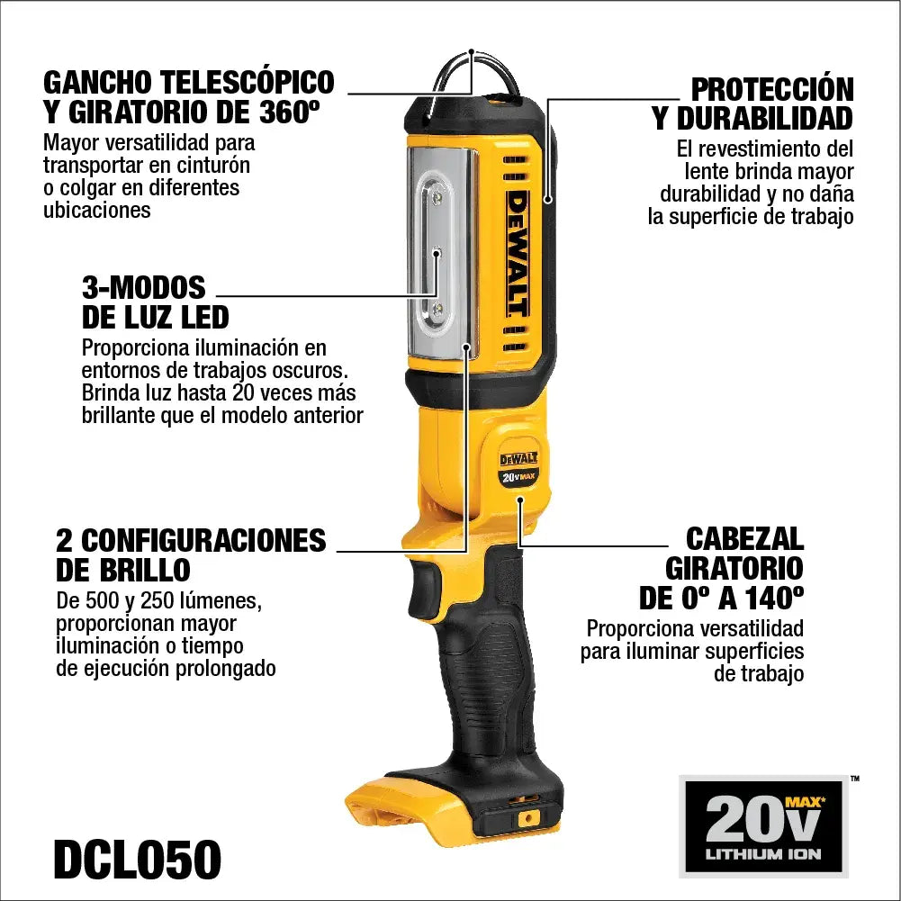 Linterna de trabajo Dewalt DCL050 20V MAX de hasta 1000 lumenes