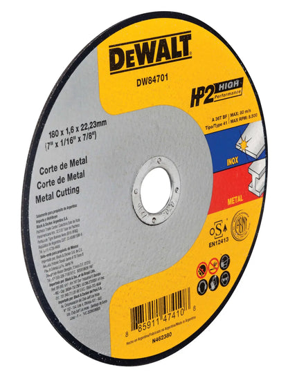 Disco de corte para metal Dewalt HP2 de 7/8"