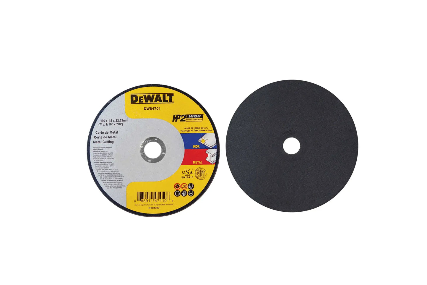 Disco de corte para metal Dewalt HP2 de 7/8"