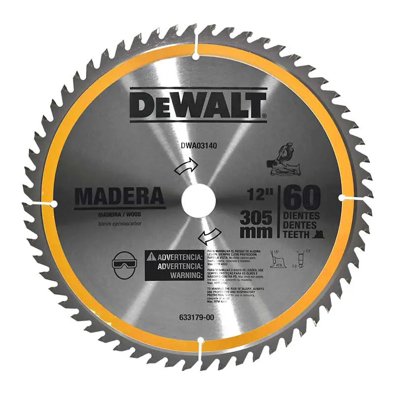 Disco de corte para madera de 12" 60 dientes Dewalt DWA03140