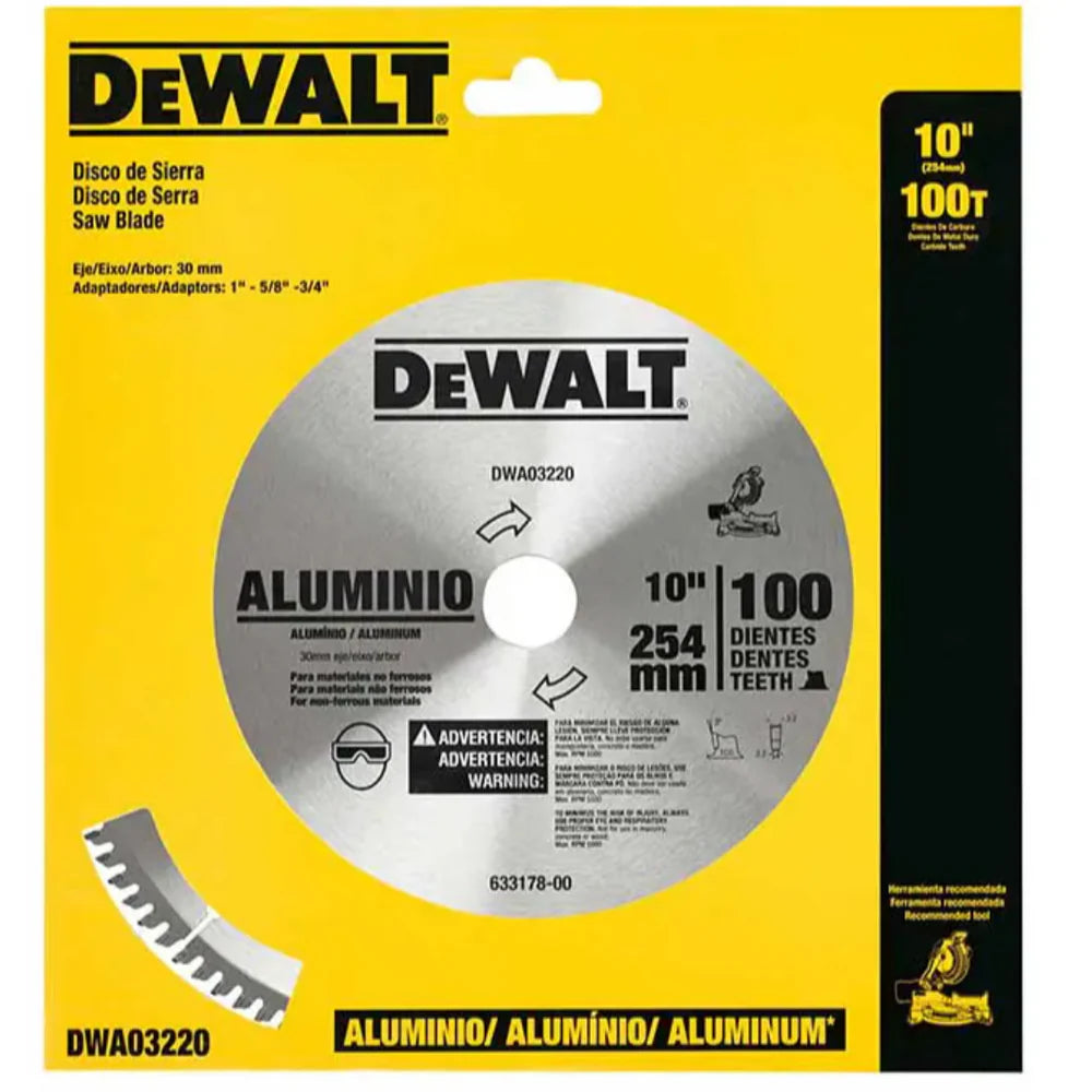 Disco para madera Dewalt de sierra ingleteadora de 10" 100 dientes