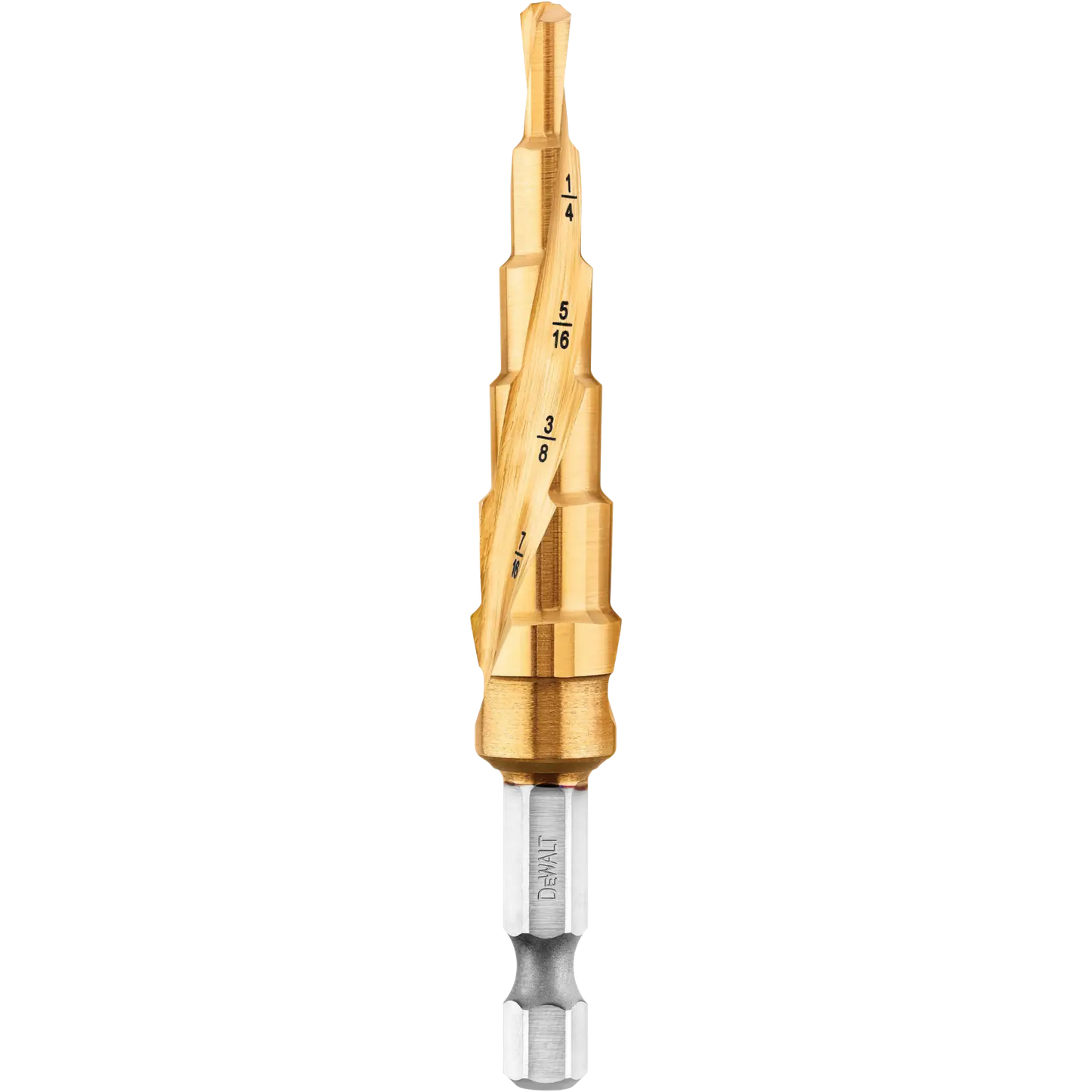 Broca Escalonada Impact Ready Dewalt de 3/16" a 1/2" con recubrimiento de nitruro de titanio