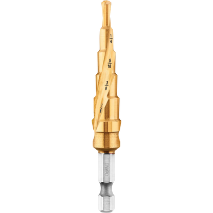 Broca Escalonada Impact Ready Dewalt de 3/16" a 1/2" con recubrimiento de nitruro de titanio