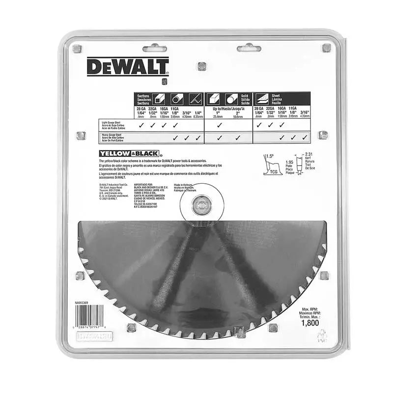 Disco sierra para corte de metales Dewalt de 14" con 66 dientes