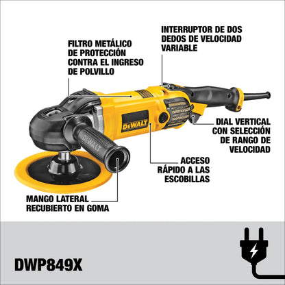 Pulidora Dewalt de 7"-9" de velocidad variable