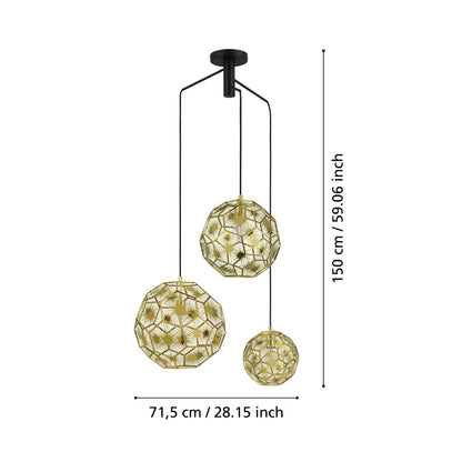 Lampara colgante Eglo Skoura laton de 3 luces