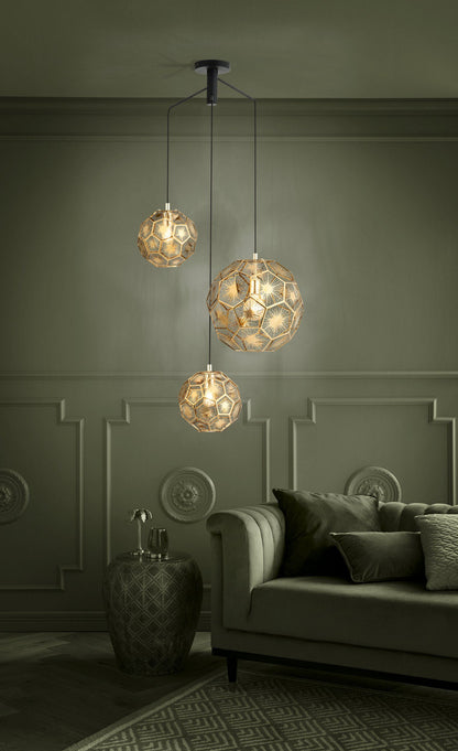 Lampara colgante Eglo Skoura laton de 3 luces
