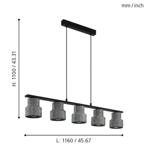 Lampara colgante Eglo Hilcott de 5 luces