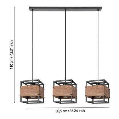 Lampara colgante Eglo Evesham de 3 luces