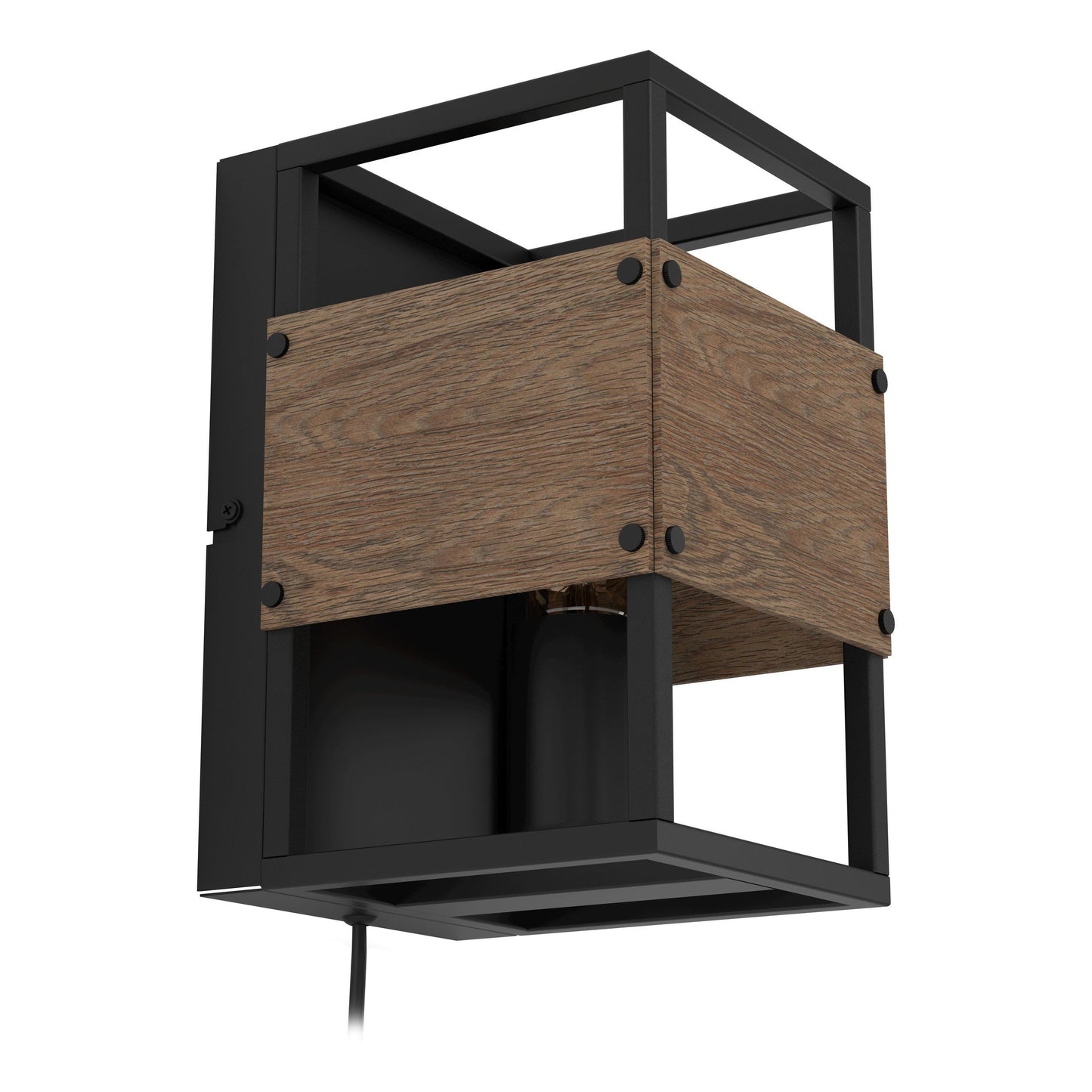 Lampara de pared Eglo Evesham negro y madera
