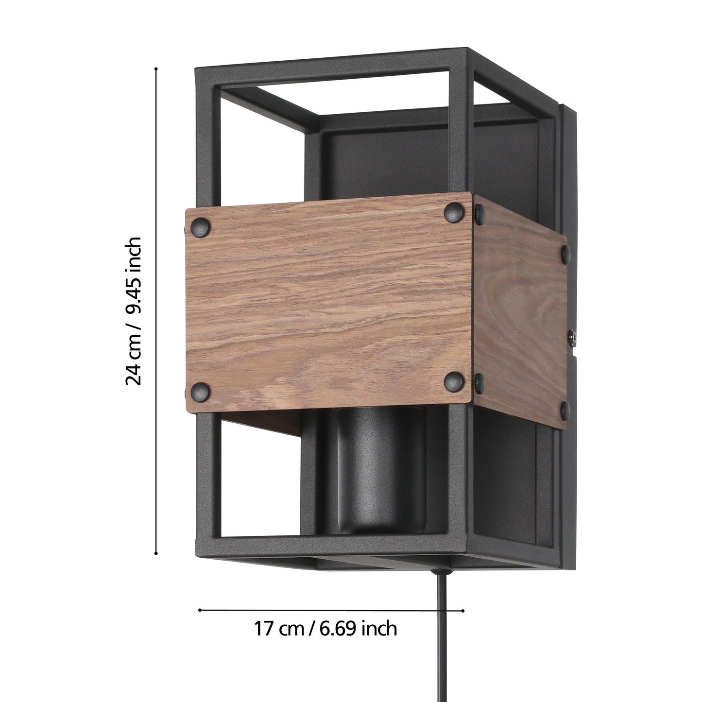 Lampara de pared Eglo Evesham negro y madera