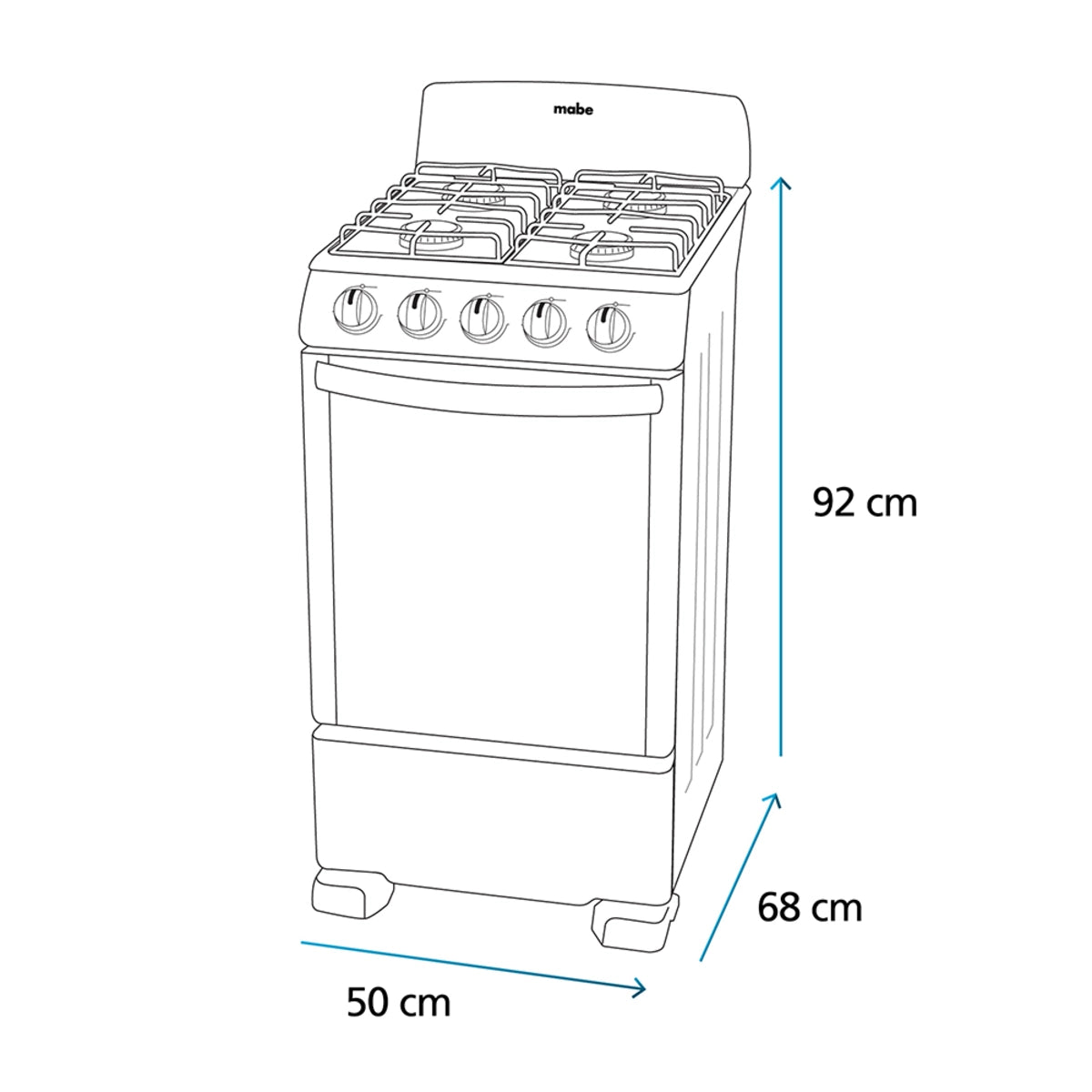 Estufa de piso Mabe 4 quemadores de 50 cm plata mercury