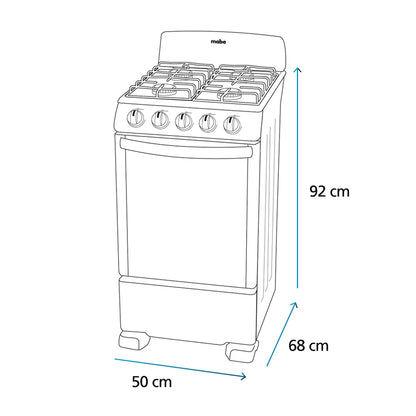 Estufa de piso Mabe 4 quemadores de 50 cm plata mercury