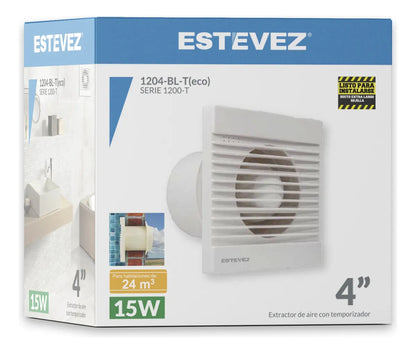 Extractor de aire Estevez 1204-BL-T ECO con temporizador de 4" blanco