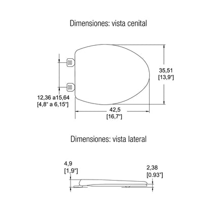 Asiento blanco de cierre lento at-5 Helvex