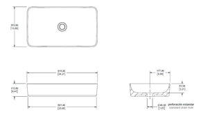 Lavabo rectangular de sobreponer Alaska blanco Helvex