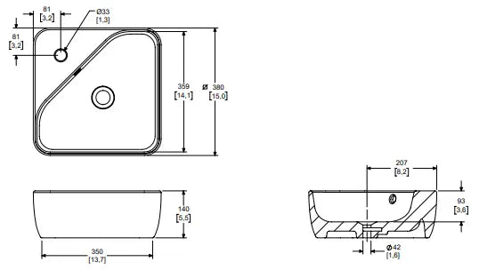 Lavabo cuadrado de sobreponer Anni Helvex