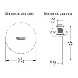 Contra con rebosadero y sistema push para lavabo Helvex