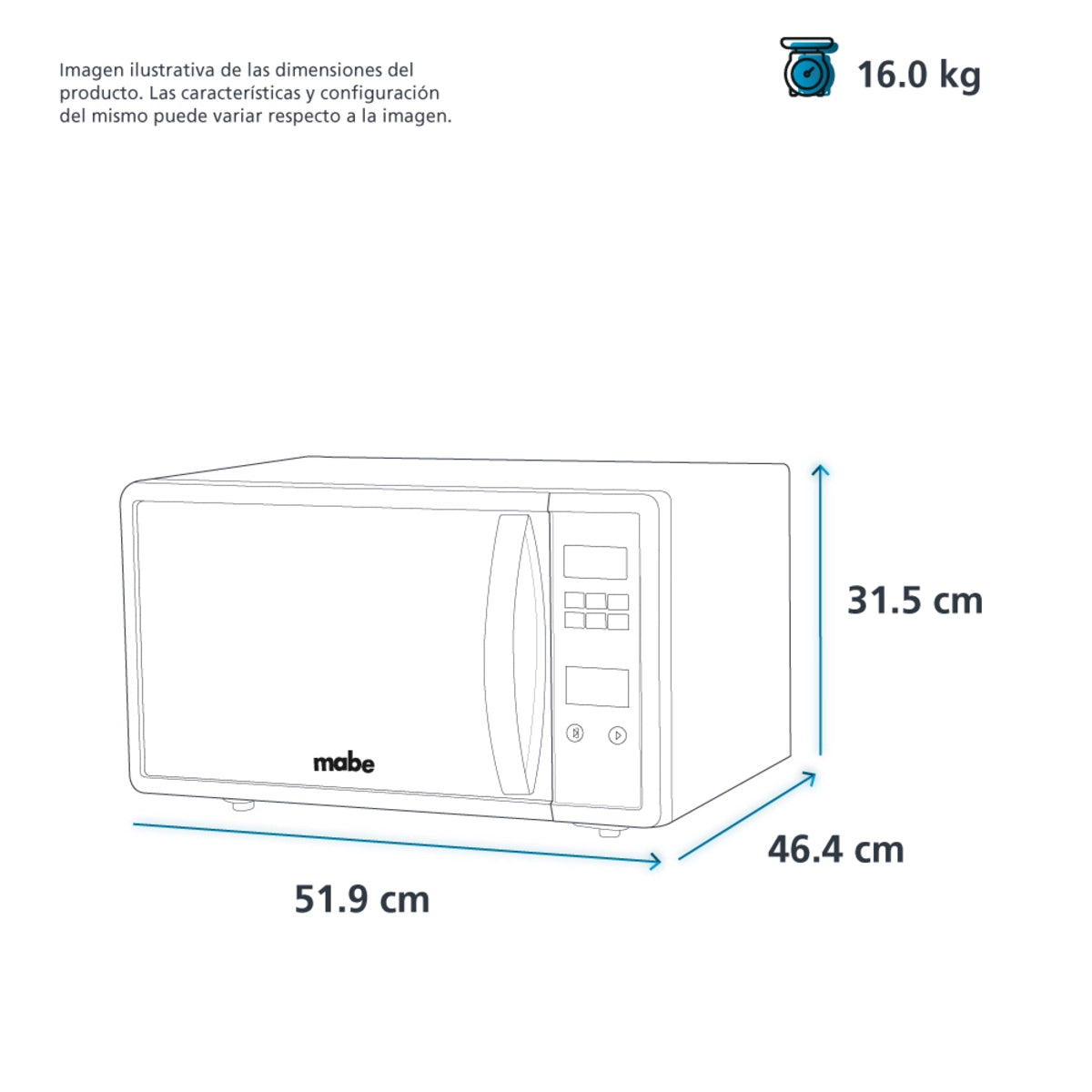 Horno de microondas Mabe de 40lt 120v