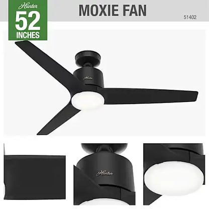 Ventilador de techo inteligente Hunter Moxie negro de 52"