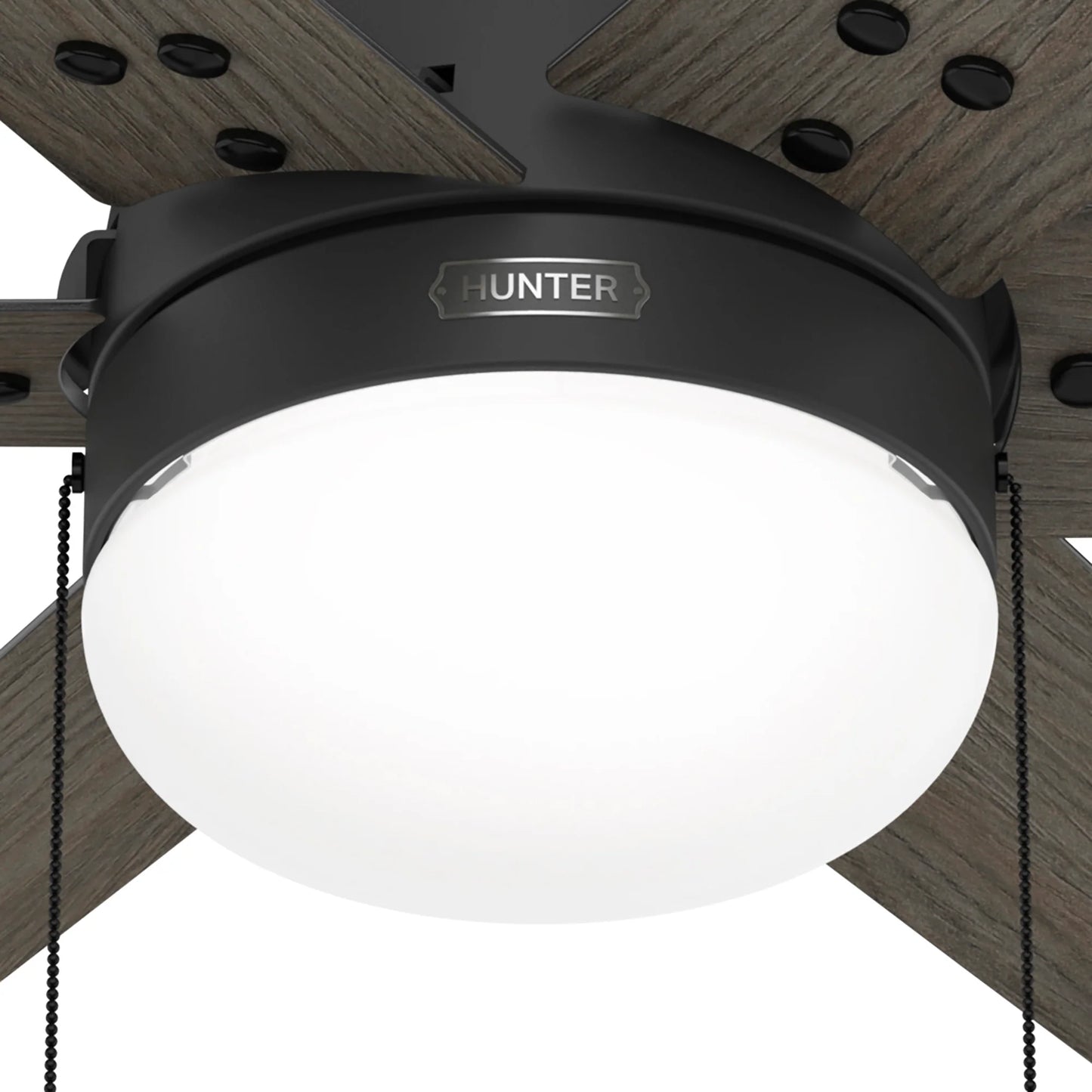 Ventilador de techo HUNTER SPOKANE negro mate con luz led de 44 pulgadas