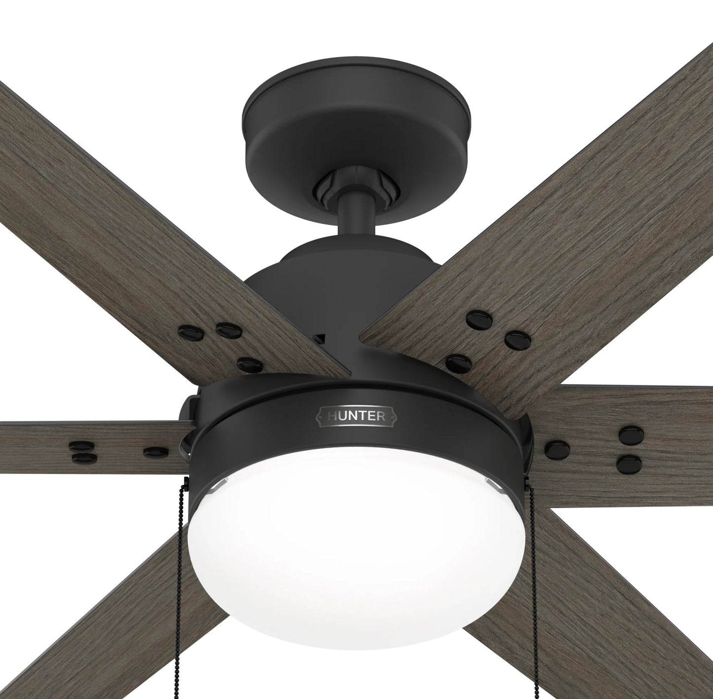 Ventilador de techo HUNTER SPOKANE negro mate con luz led de 44 pulgadas