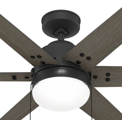 Ventilador de techo HUNTER SPOKANE negro mate con luz led de 44 pulgadas