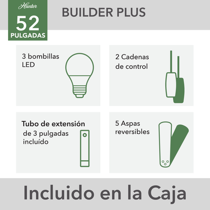 Ventilador de techo Builder Plus bronce nuevo de 52 pulgadas con aspas reversibles
