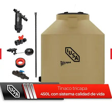 Tinaco tricapa IUSA beige de 450 litros con accesorios
