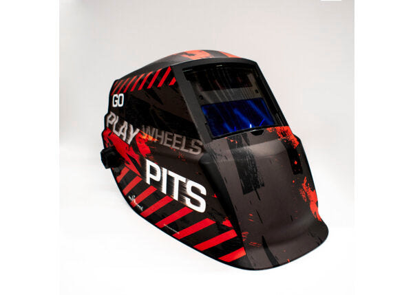 Careta electrónica para soldar Lincoln Pits 9-13 negro y rojo