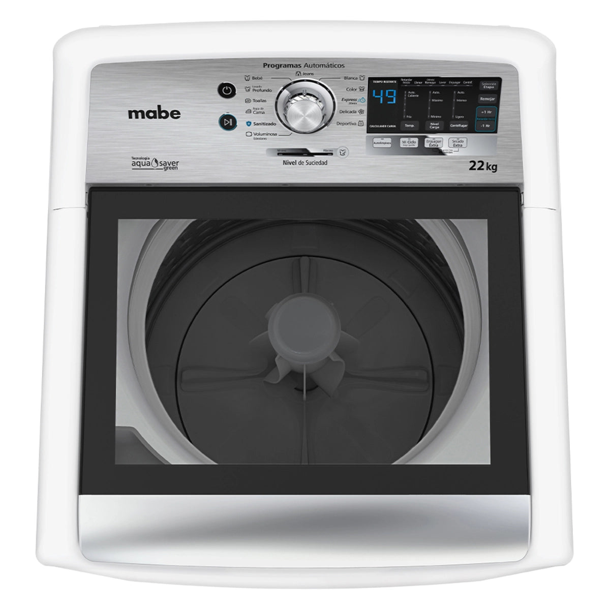 Lavadora automática Mabe aqua saver de 22 kg blanca con sanitizado