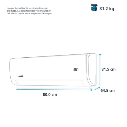 Aire acondicionado mini split blanco MABE frío y calor 1.5 toneladas 18,000 btu