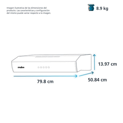 MABE Campana de pared CMPU801NX0 negro de 80 cm