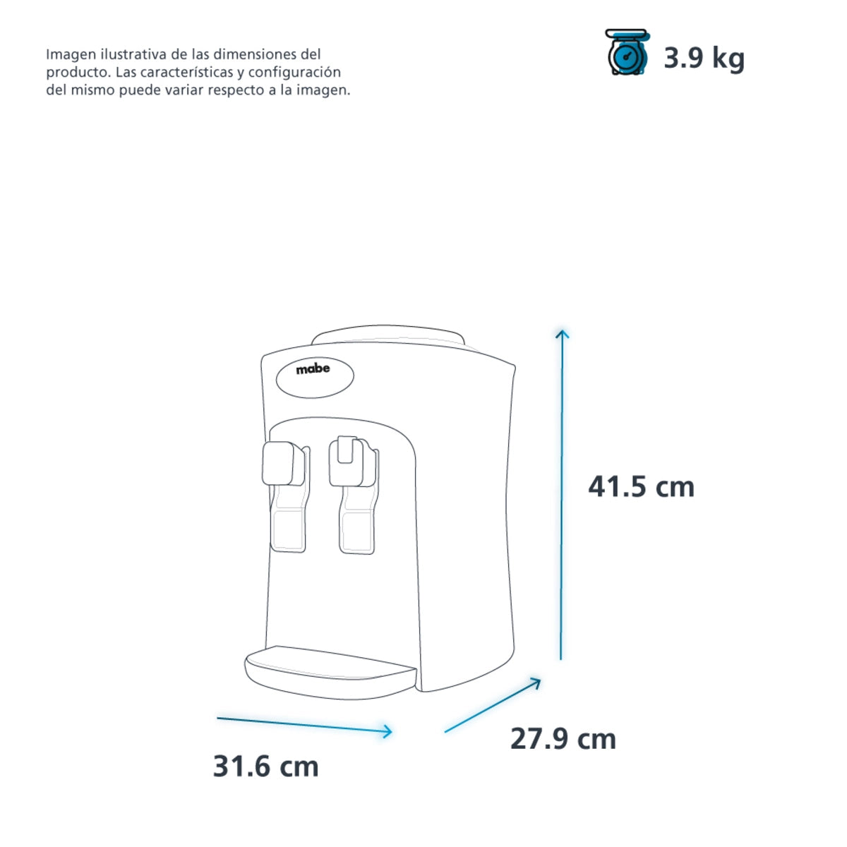 MABE Enfriador de agua 2 llaves blanco EMM2PB