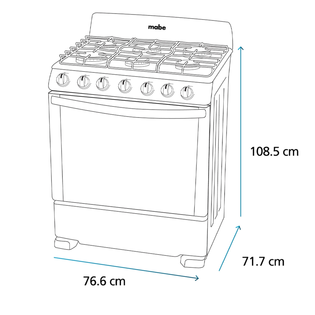 Estufa de piso plata mercury MABE de 76 cm