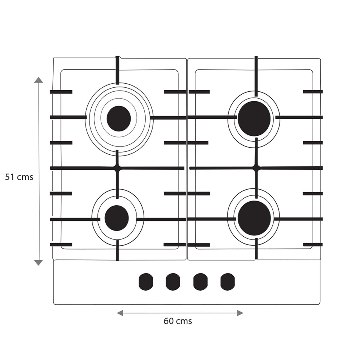 Parrilla MABE CMG6018V1 de 60 cm con 4 quemadores color vidrio negro
