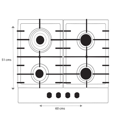 Parrilla MABE CMG6018V1 de 60 cm con 4 quemadores color vidrio negro