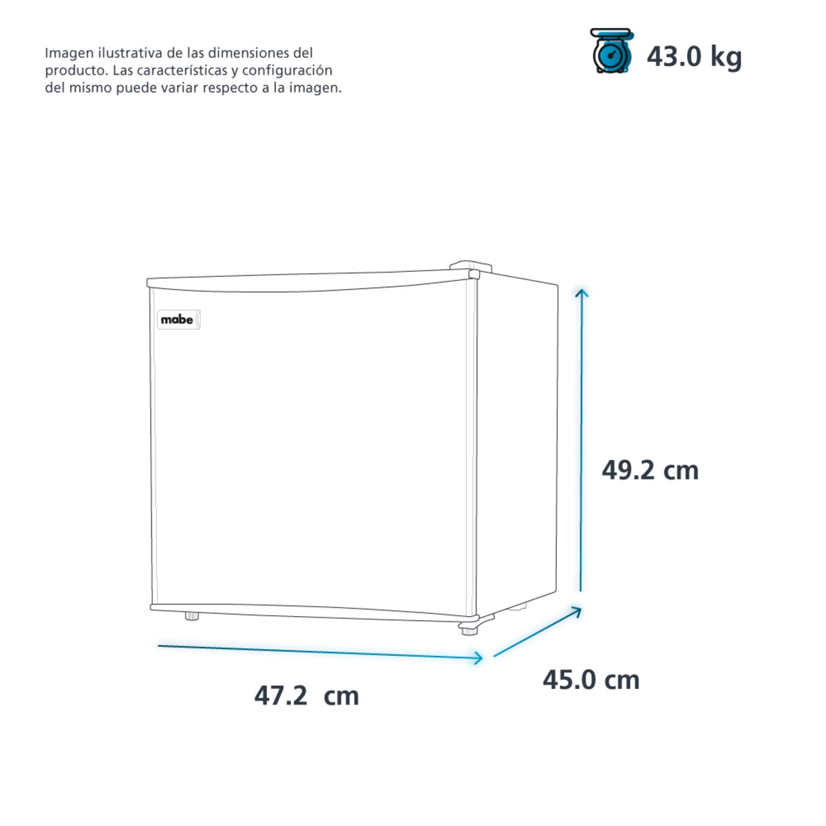 MABE Frigobar manual inoxidable RMF0260XMXX3 de 45L