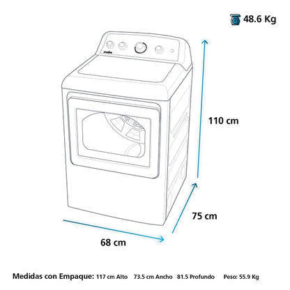 Secadora a gas MABE diamond gray 7.4 cuft