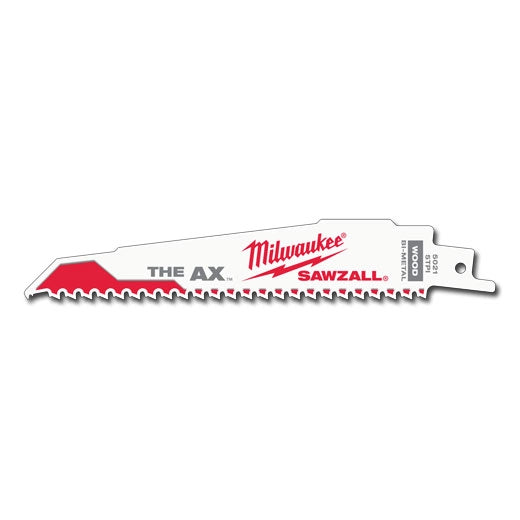 Paquete de 5 hojas de corte para madera Milwaukee Ax Sawzall de 6" - 5TPI