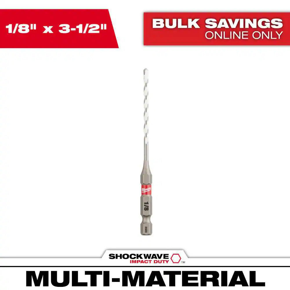 Broca de carburo multimateriales Milwaukee Shockwave de 1/8"