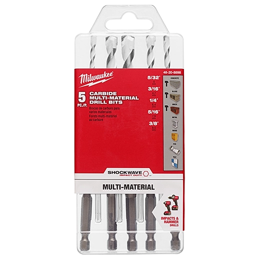 Juego de 5 brocas de carburo multimateriales Milwaukee Shockwave
