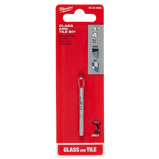 Broca para vidrio y azulejos Milwaukee de 1/4"