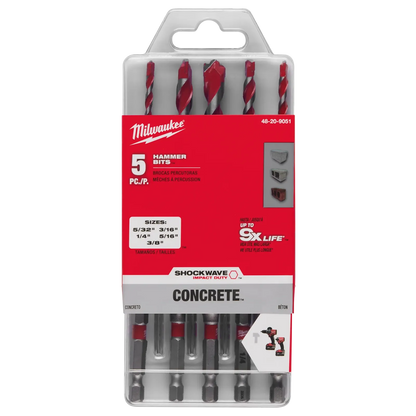 Juego de 5 brocas de carburo para mampostería Milwaukee Shockwave
