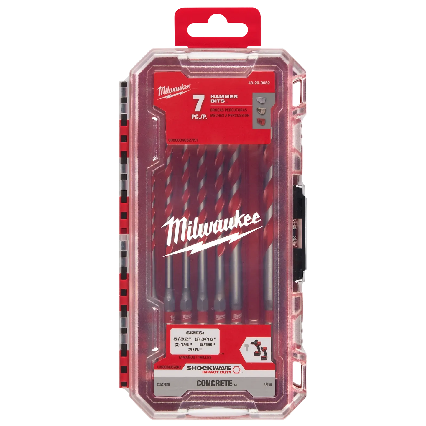 Kit de brocas de carburo para mampostería Milwaukee Shockwave con 7 brocas