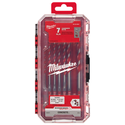 Kit de brocas de carburo para mampostería Milwaukee Shockwave con 7 brocas