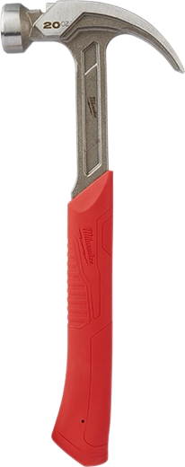 Martillo Milwaukee antivibración con imán para clavos y uña curva de 20 onzas